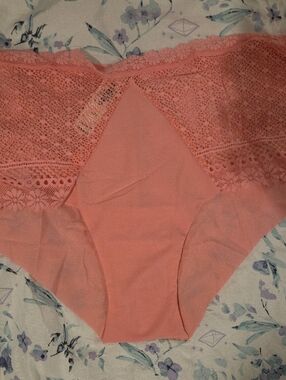 Victoria's Secret Coral Lace-Trim Cheeky Panty